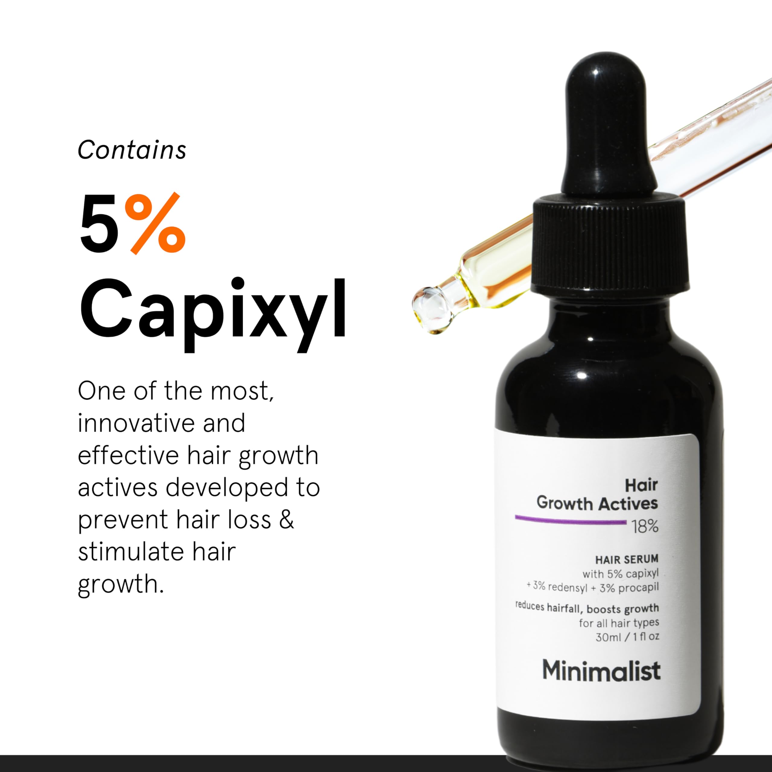 Minimalist Hair Growth Serum With 3% Redensyl, 3% Anagain, 3% Procapil, 5% Capixyl & 4% Baicapil 18% Hair Growth Actives – view 5