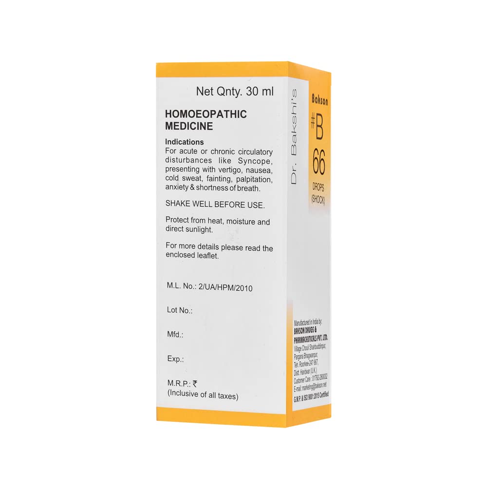 Dr. Bakshi's BAKSON'S HOMOEOPATHY # B 66 Shock Drops (30 ml) – view 2
