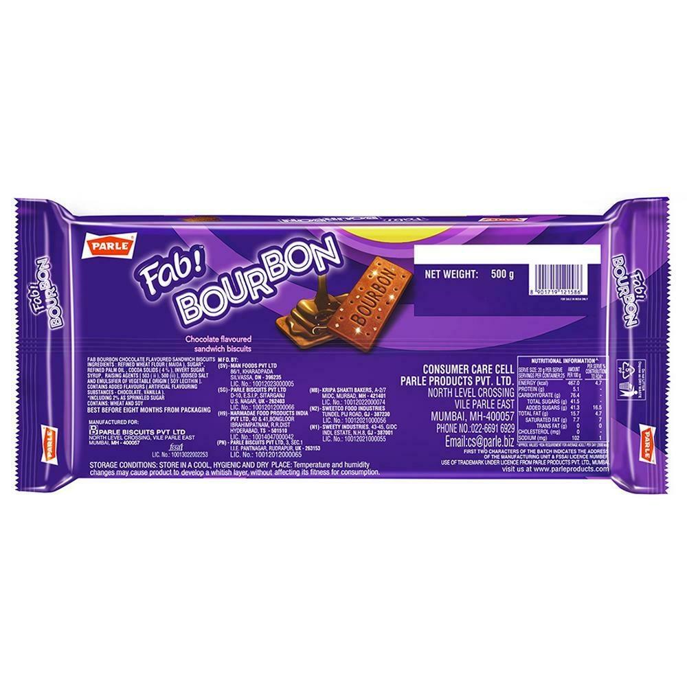 Parle Fab! Bourbon Chocolate Flavored Sandwich Biscuits 500 G – view 2