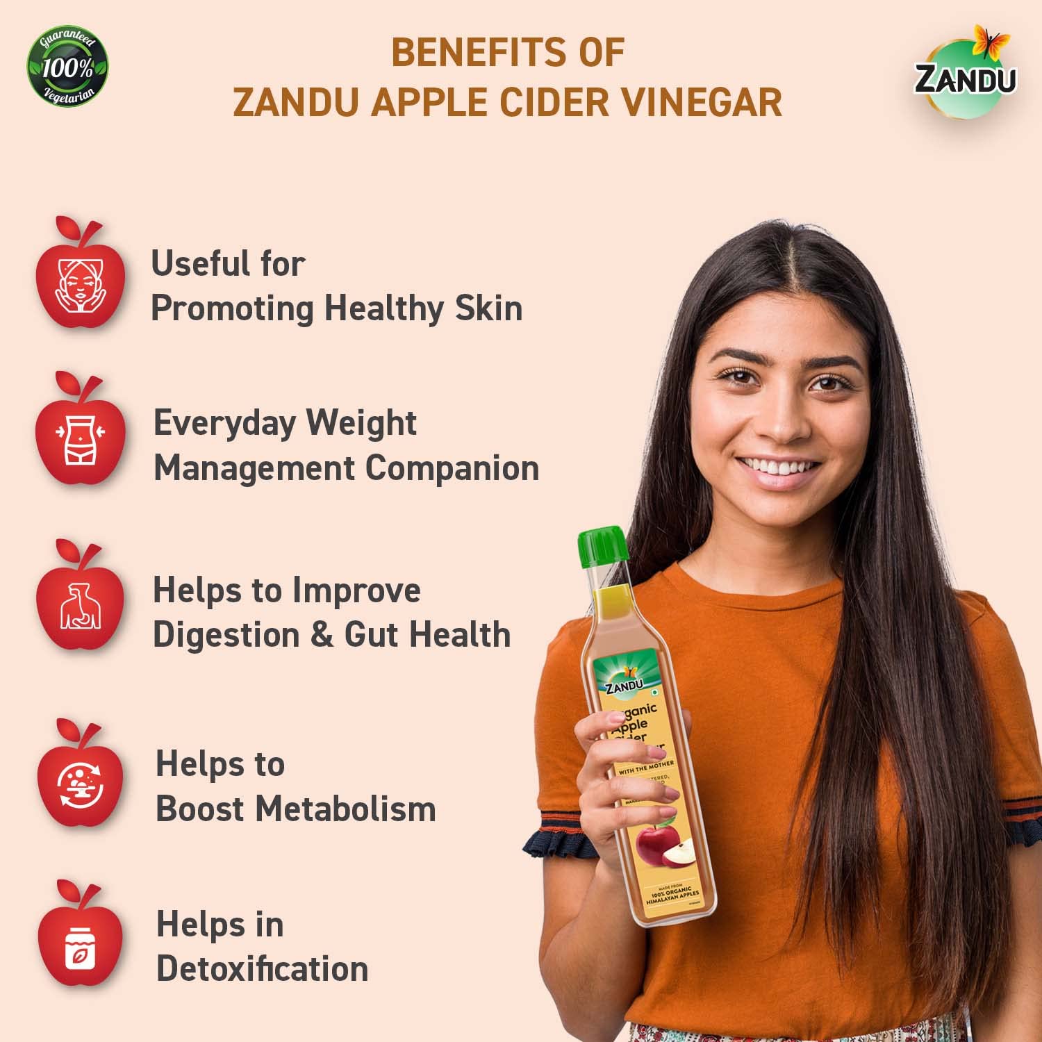 Zandu Organic Apple Cider with Mother of Vinegar 500 ml – view 3