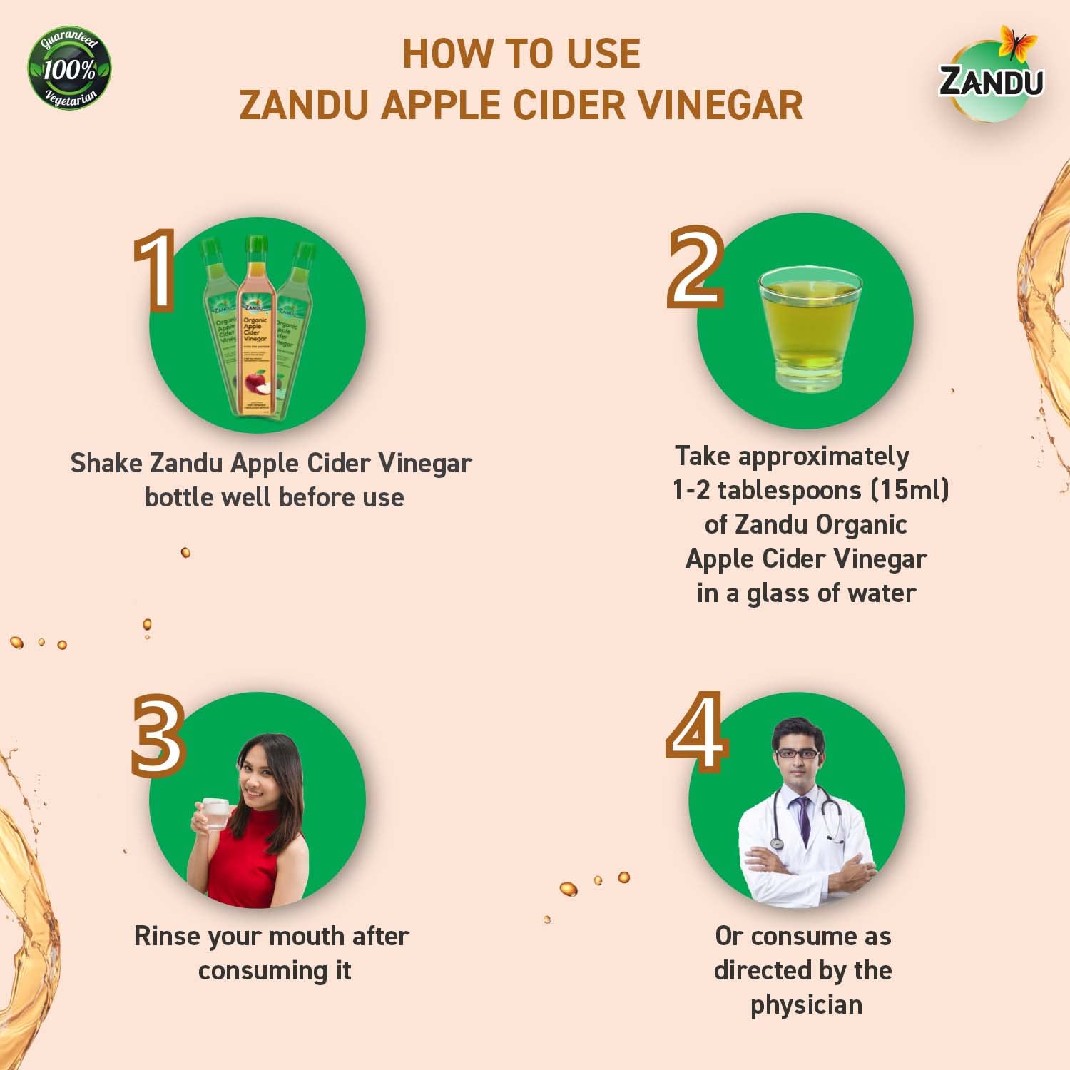 Zandu Organic Apple Cider with Mother of Vinegar 500 ml – view 5