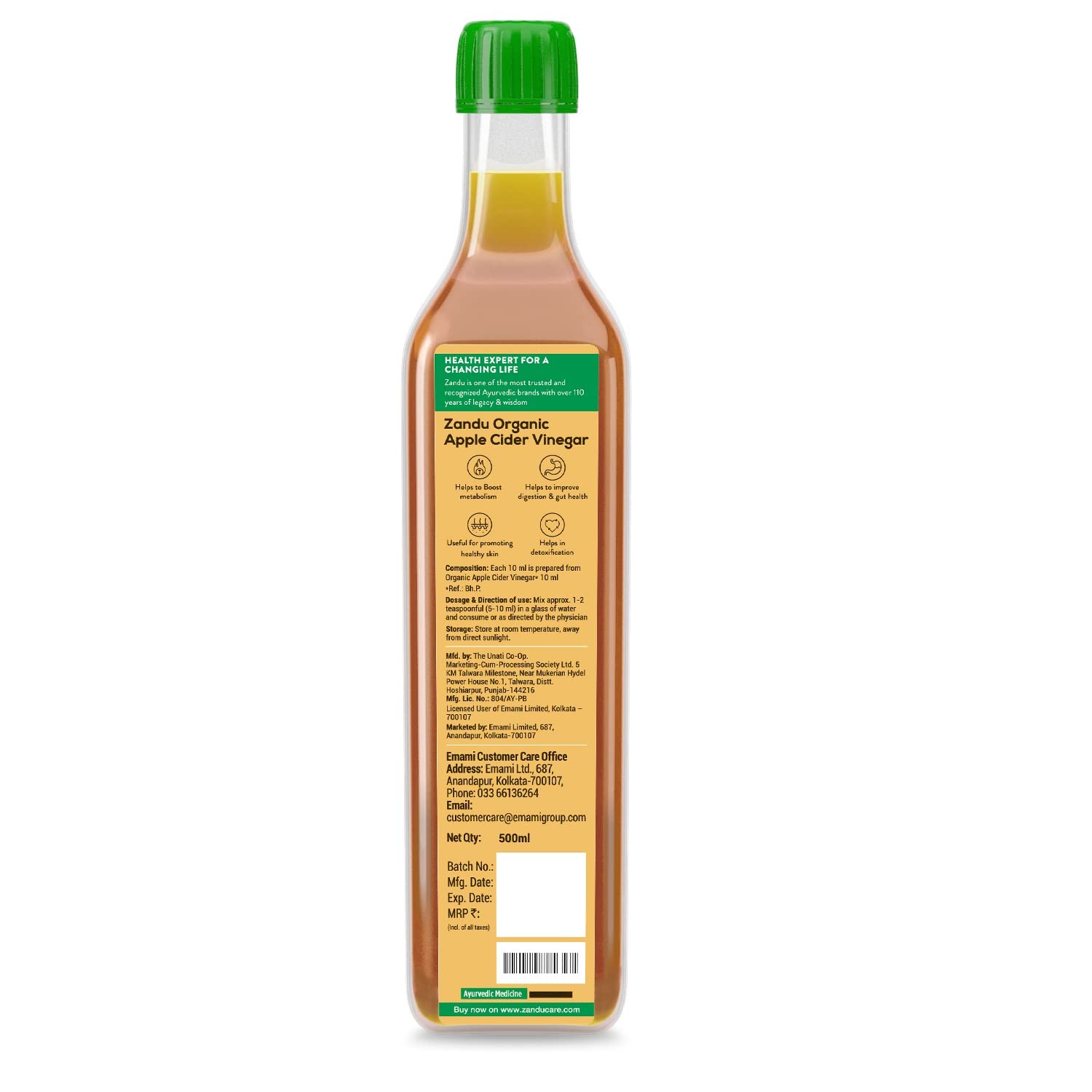 Zandu Organic Apple Cider with Mother of Vinegar 500 ml – view 6