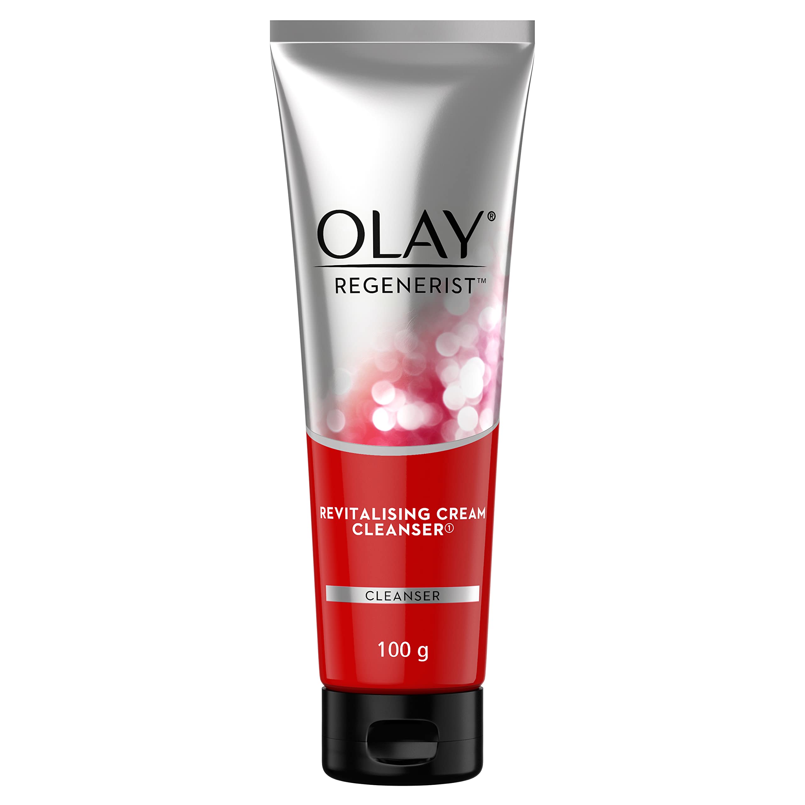 Front view of Olay Regenerist cream face wash 100g tube