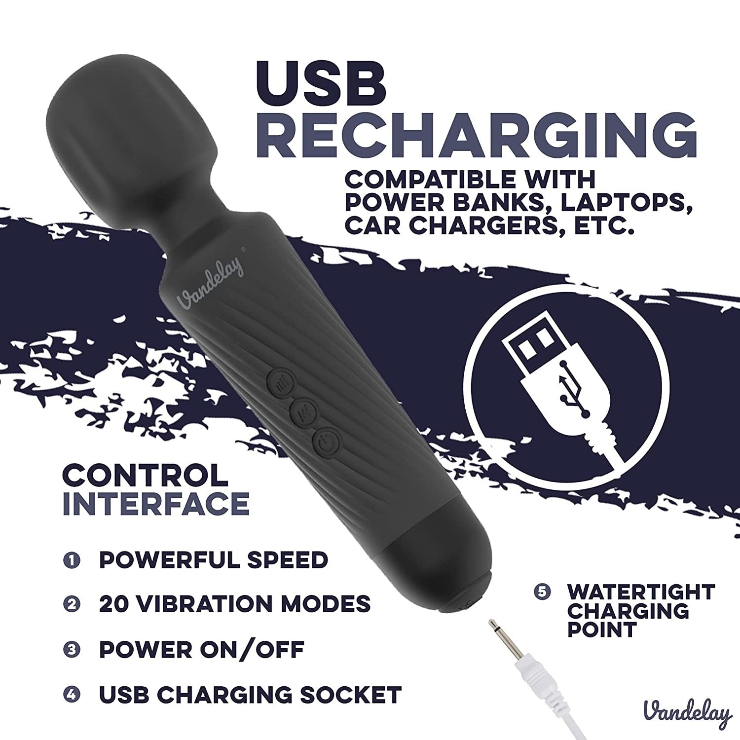 Vandelay Rechargeable Body Massager for Pain Relief – view 5