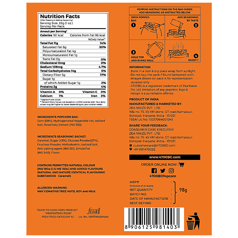 4700BC Microwave Popcorn - Caramel 98 g – view 2