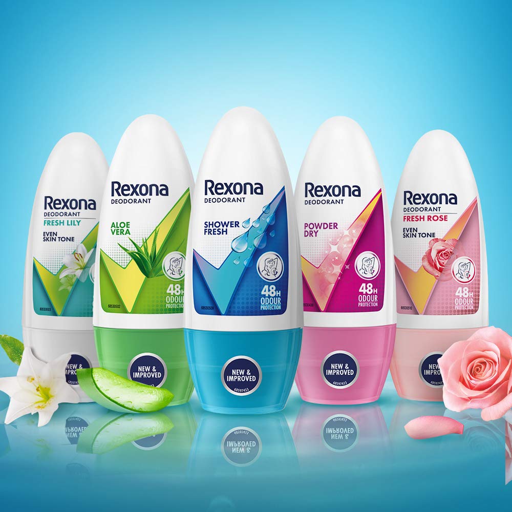 Rexona Powder Dry Underarm Roll On Deodorant For Women, Antiperspirant, Removes Odour, Keeps Skin Fresh & Clean, Alcohol Free, Skin Friendly, 50 ml – view 6