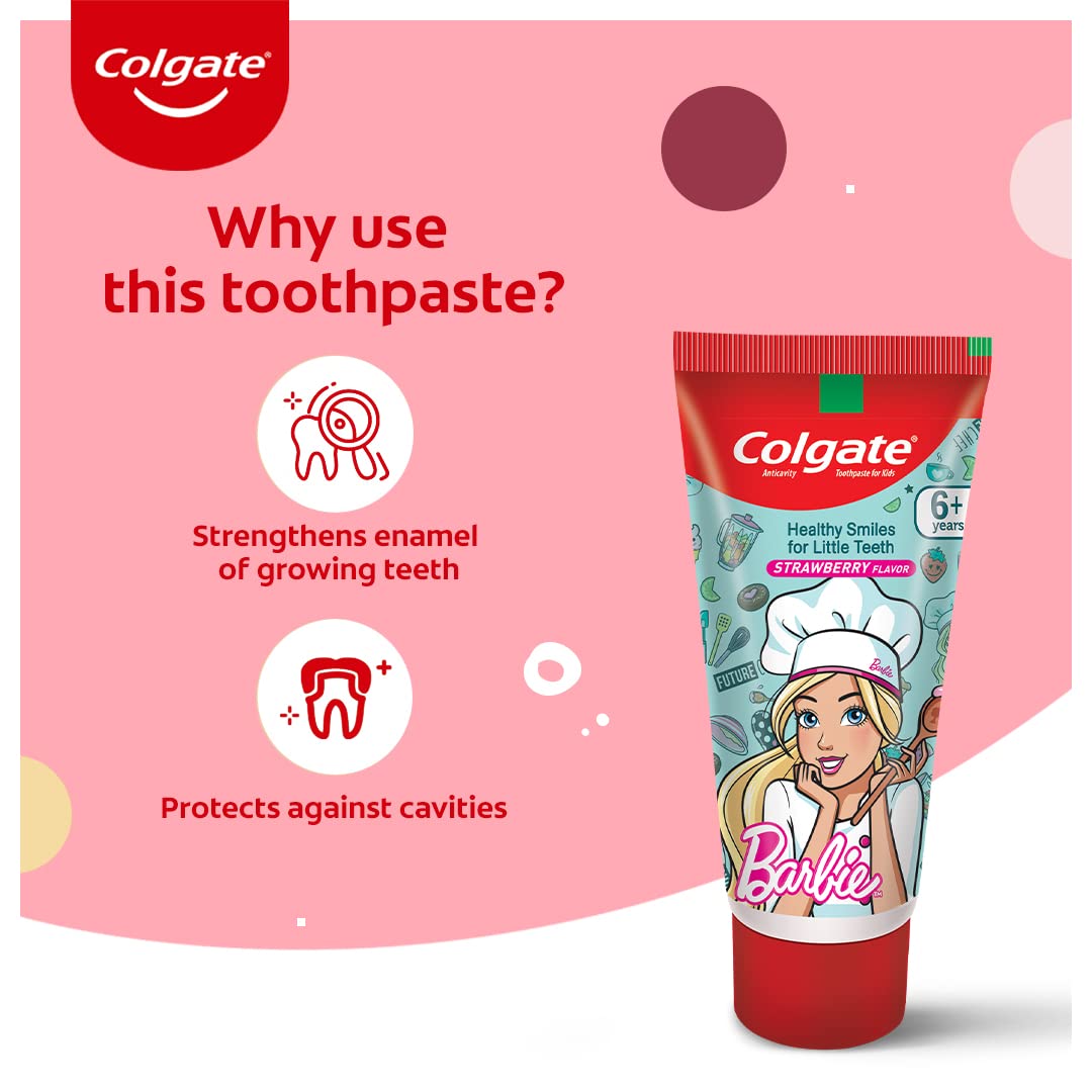 Colgate Kid's Barbie 80g Anticavity Toothpaste -Strawberry Flavour for Cavity Protection, Enamel Protection – view 4