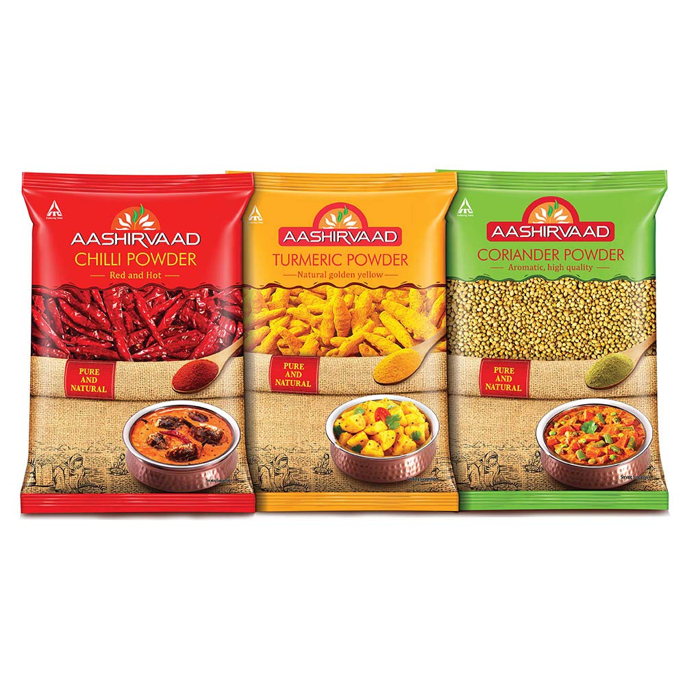 Aashirvaad Spices Combo Pack (Chilli 200g Turmeric 200g Coriander 200g) – view 3