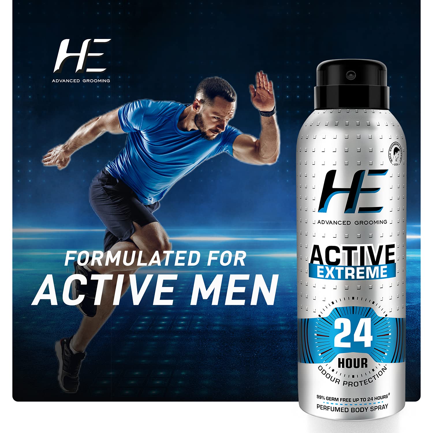 HE Active Extreme Perfumed Body Spray 150ml for Today's Active Men, 24 Hour Odor Protection* 99% Germ Free up to 24 hours – view 4