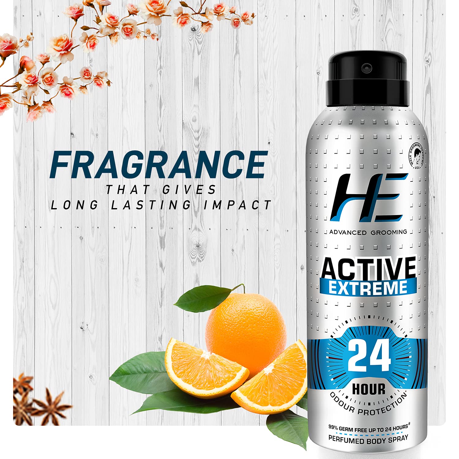 HE Active Extreme Perfumed Body Spray 150ml for Today's Active Men, 24 Hour Odor Protection* 99% Germ Free up to 24 hours – view 5