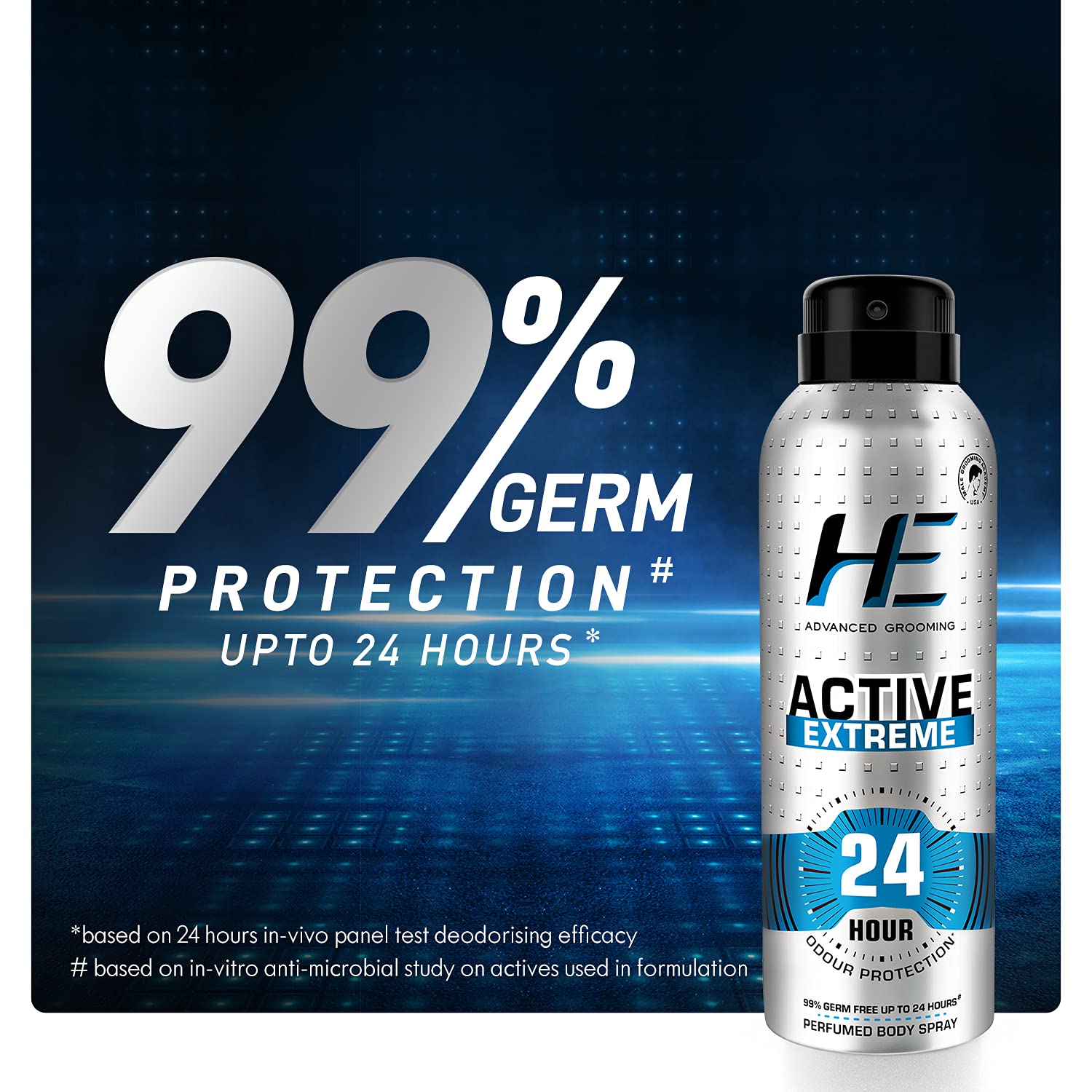 HE Active Extreme Perfumed Body Spray 150ml for Today's Active Men, 24 Hour Odor Protection* 99% Germ Free up to 24 hours – view 6