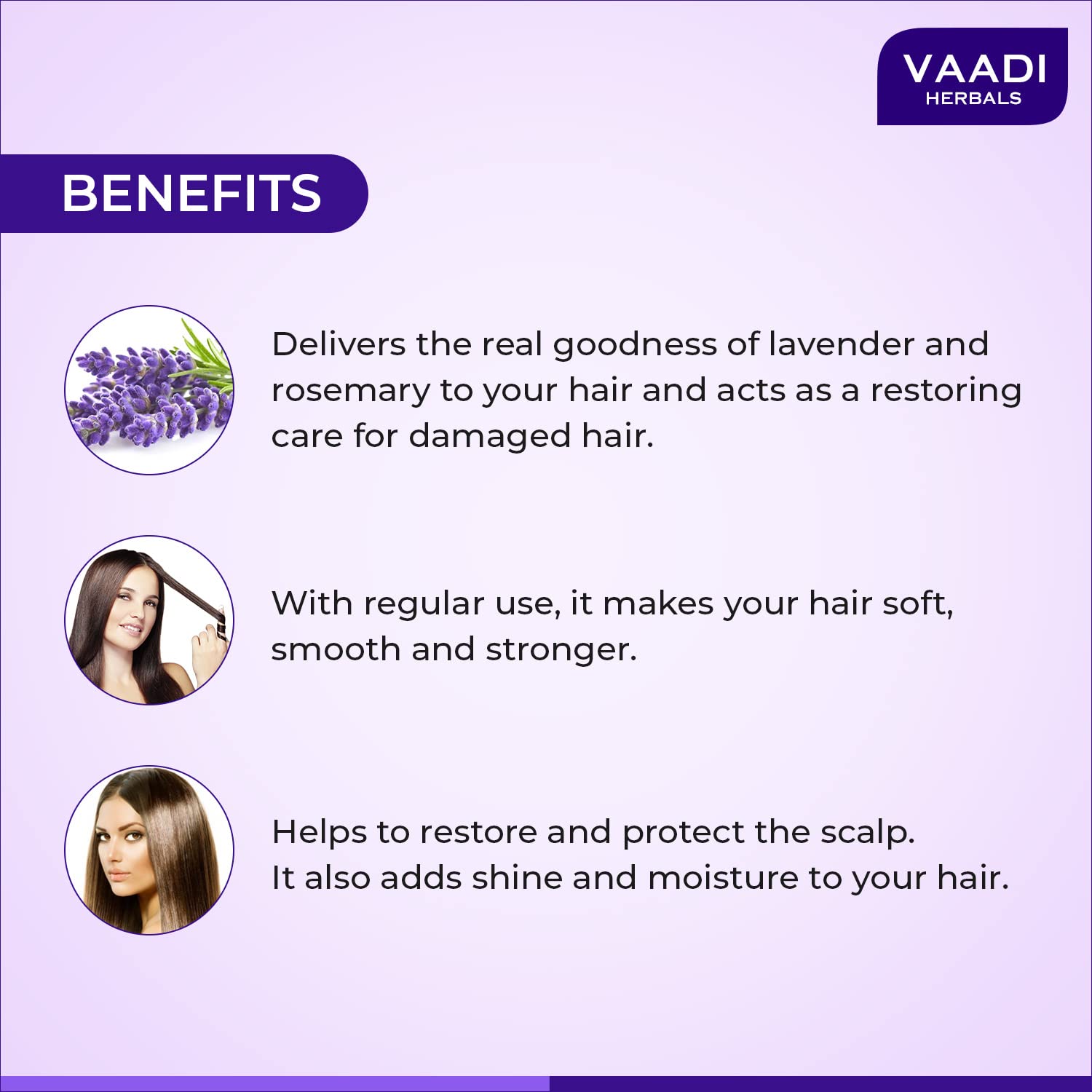 Vaadi Herbals Lavender Shampoo with Rosemary Extract, Intensive Repair System, 110ml – view 4