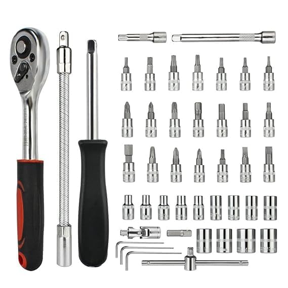OPTIFINE Tool Kit 46 Tool Kit Tool Kit for Home Use Tools Kit Spanner Set Socket Set Wrench Set Tools Set Hand Tools Bike Tool Kit Set Socket Wrench Set Spanner Set All Size Tool Kit Goti Pana Set - Box End (41 IN 1) – view 2