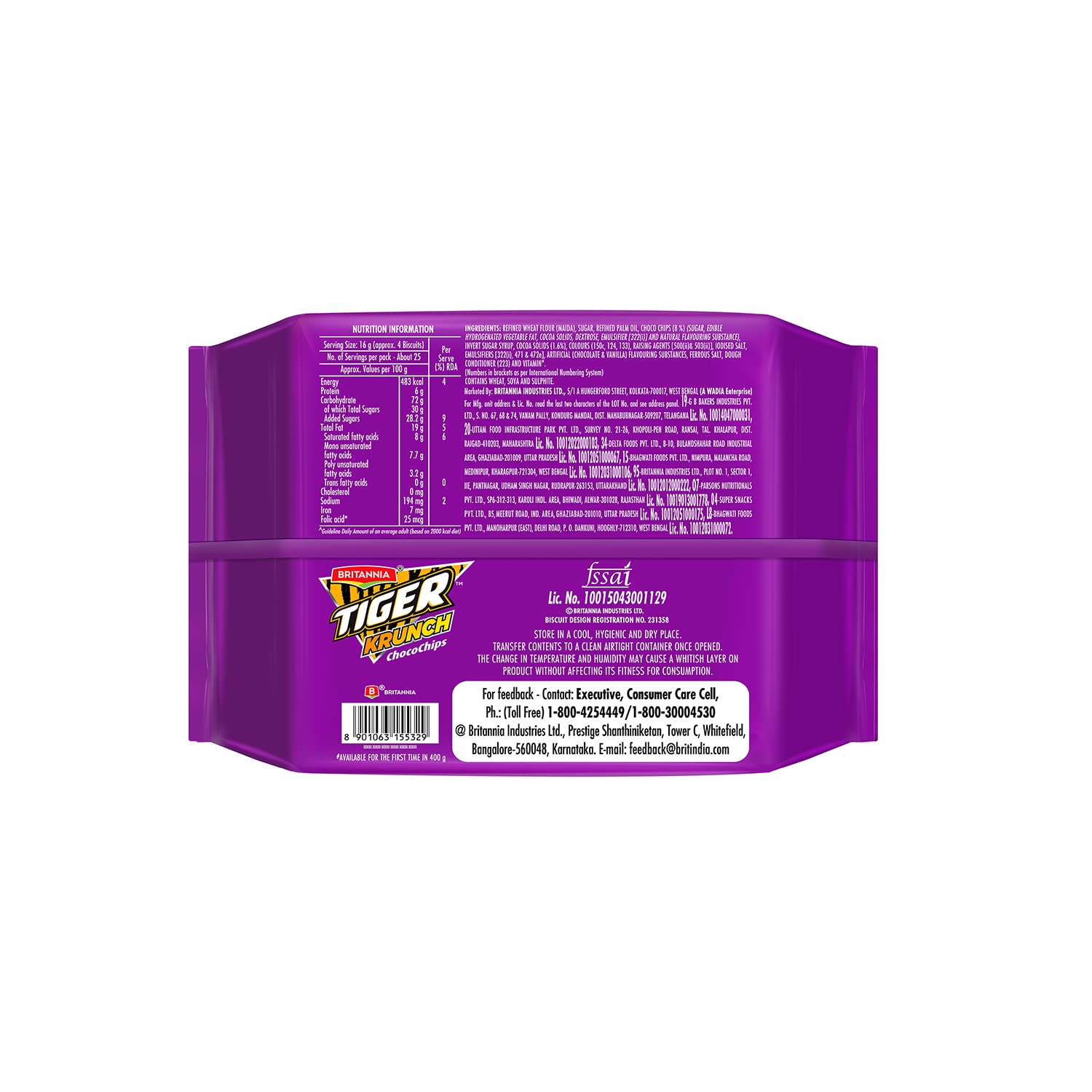 Britannia Tiger Krunch Chocochip Biscuits, 400g – view 2