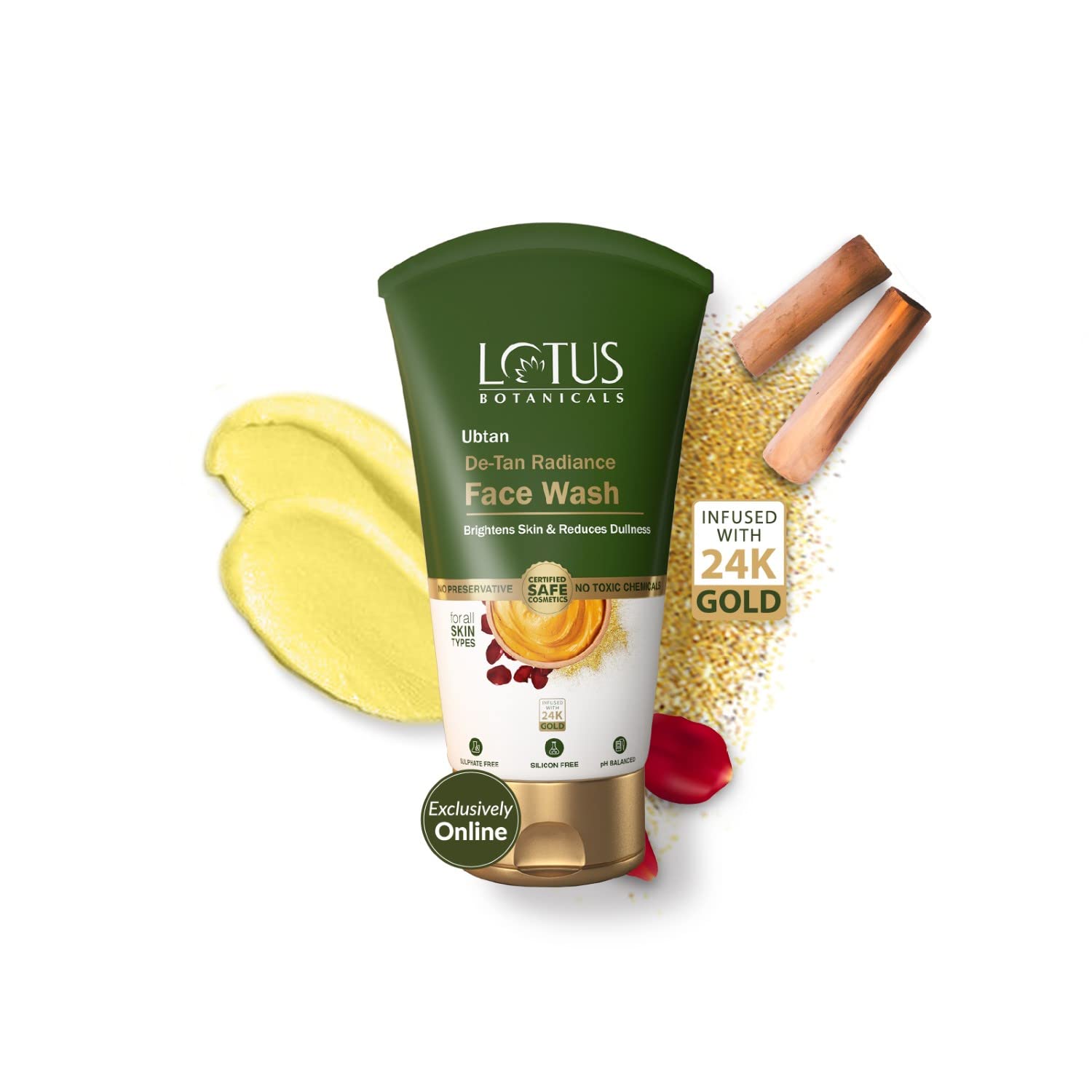 Lotus Botanicals Ubtan De-Tan Radiance Face Wash 100 ml tube