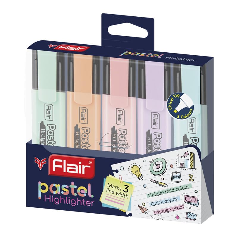 FLAIR Pastel 5 Shades Hi-lighter Pouch Pack – view 2