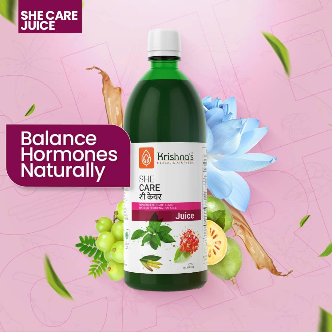 KRISHNA'S HERBAL & AYURVEDA She Care Juice 1000ml, Herbal Supplement for Hormonal Balance, PCOS, PCOD, Period Pain Relief, Hair and Skin Health – view 2