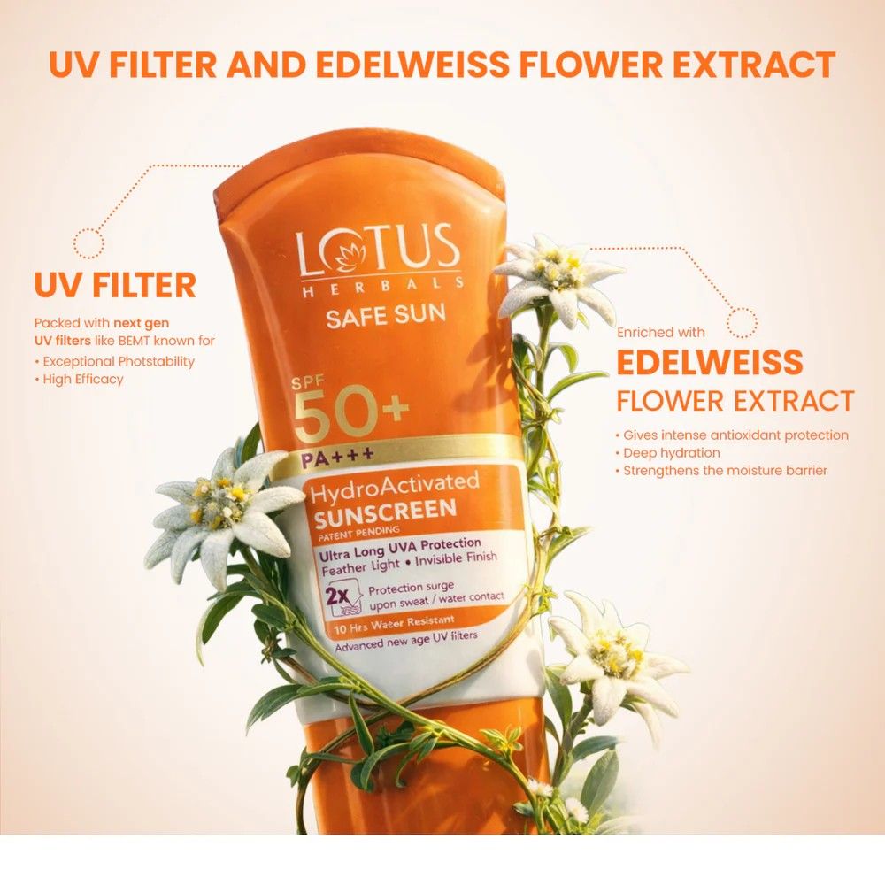 Lotus Herbals Safe Sun HydroActivated Sunscreen SPF 50+ PA+++ 50ml – view 6