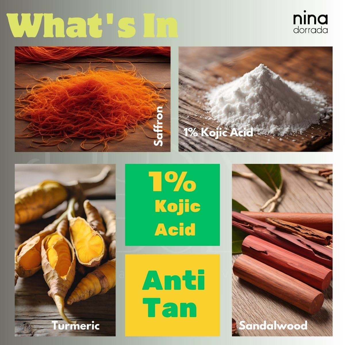 nina dorada De-Tan 1% Kojic Acid Body Wash with Turmeric and Saffron – view 2