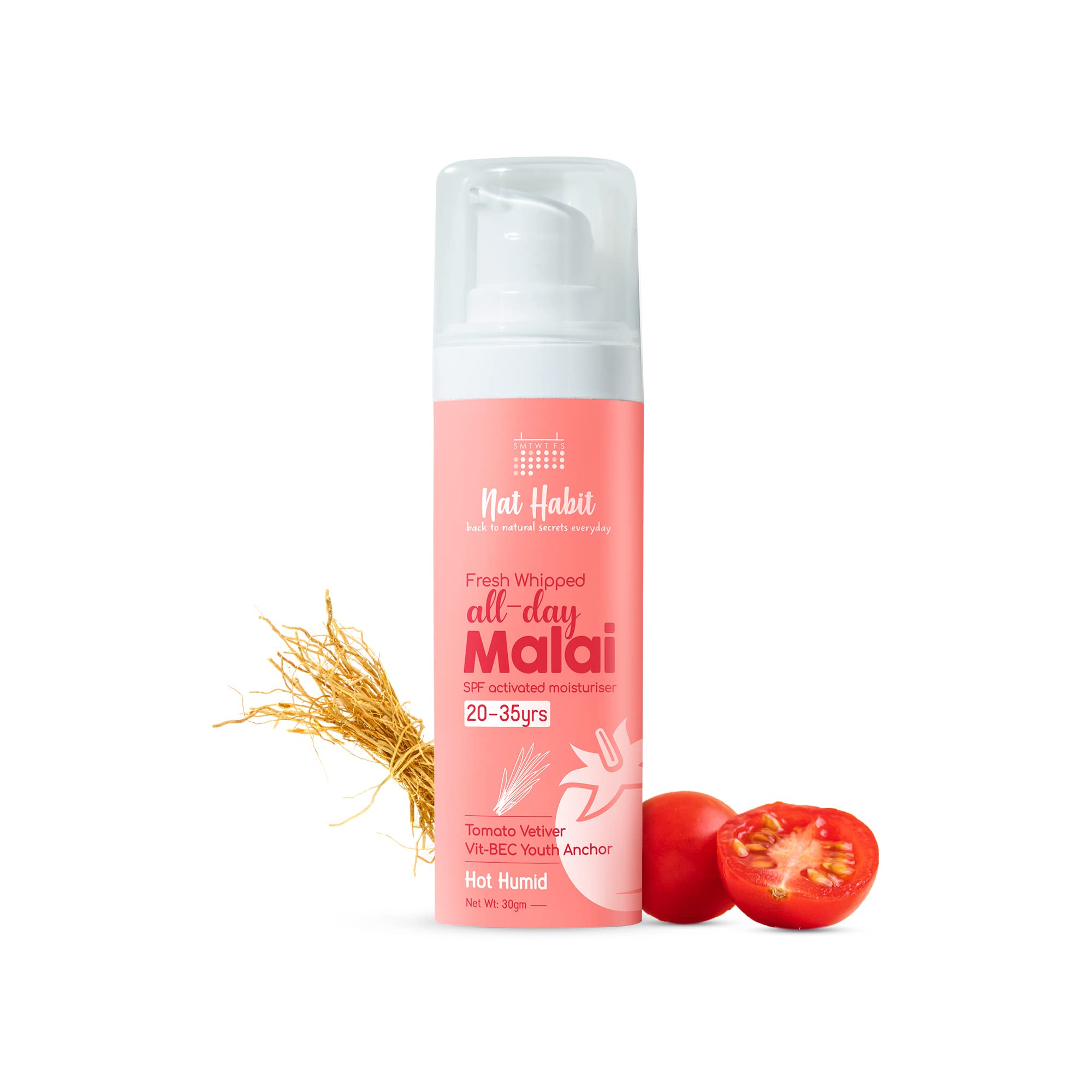Nat Habit Tomato Vetiver all day face malai cream bottle