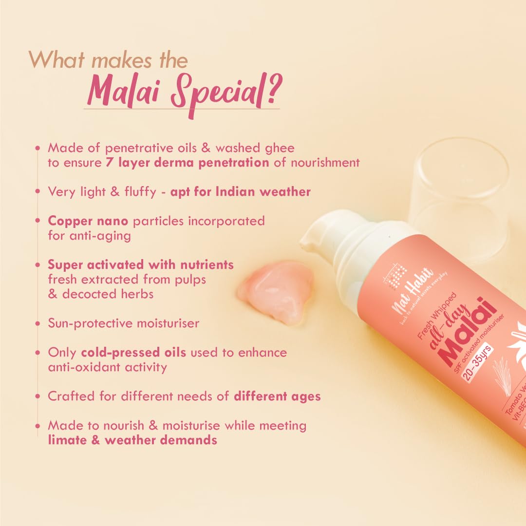 Nat Habit All Day Face Cream, Fresh Whipped Tomato Vetiver Face Malai, Vitamins B, E & C - Youth Anchor For Hot Humid Weather Moisturization & Sun Protection (Ages 20-35 yrs, 30g) – view 6