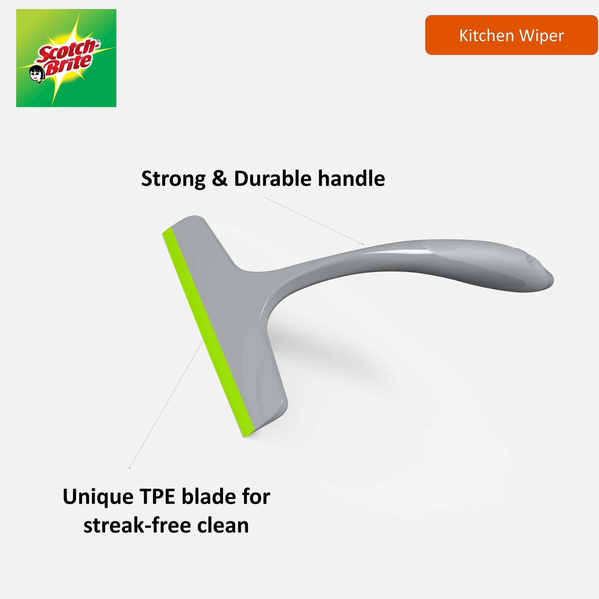 Scotch-Brite Small wiper for Kitchen, Bathroom, Dinning tables, car windows wiping, instant dry surface, Superior TPE Blade, moulded handle – view 4