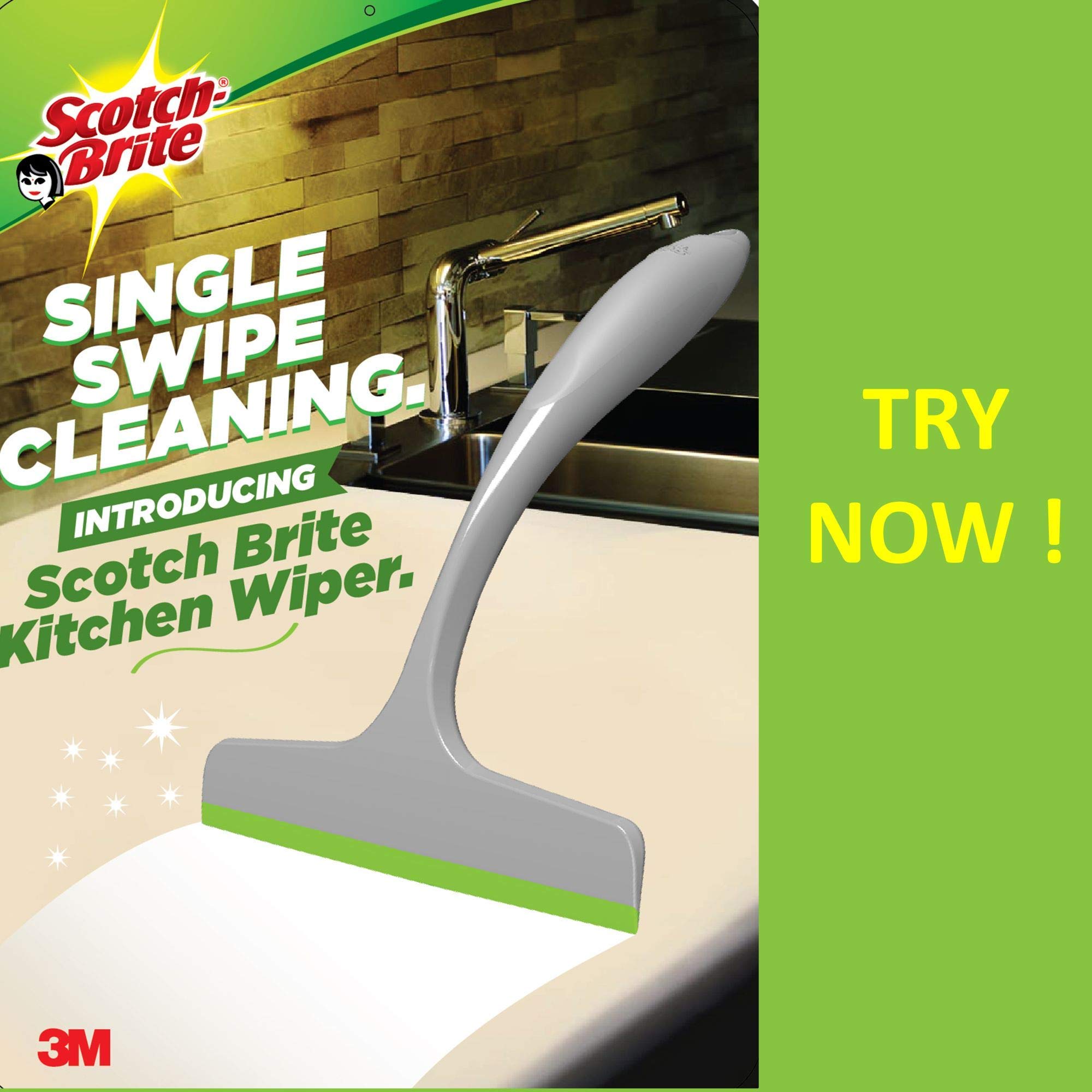 Scotch-Brite Small wiper for Kitchen, Bathroom, Dinning tables, car windows wiping, instant dry surface, Superior TPE Blade, moulded handle – view 5