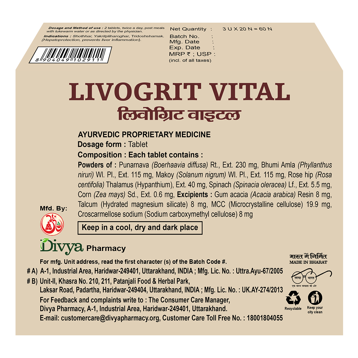 Divya Livogrit Vital 3 U X 20 N 38 g – view 2