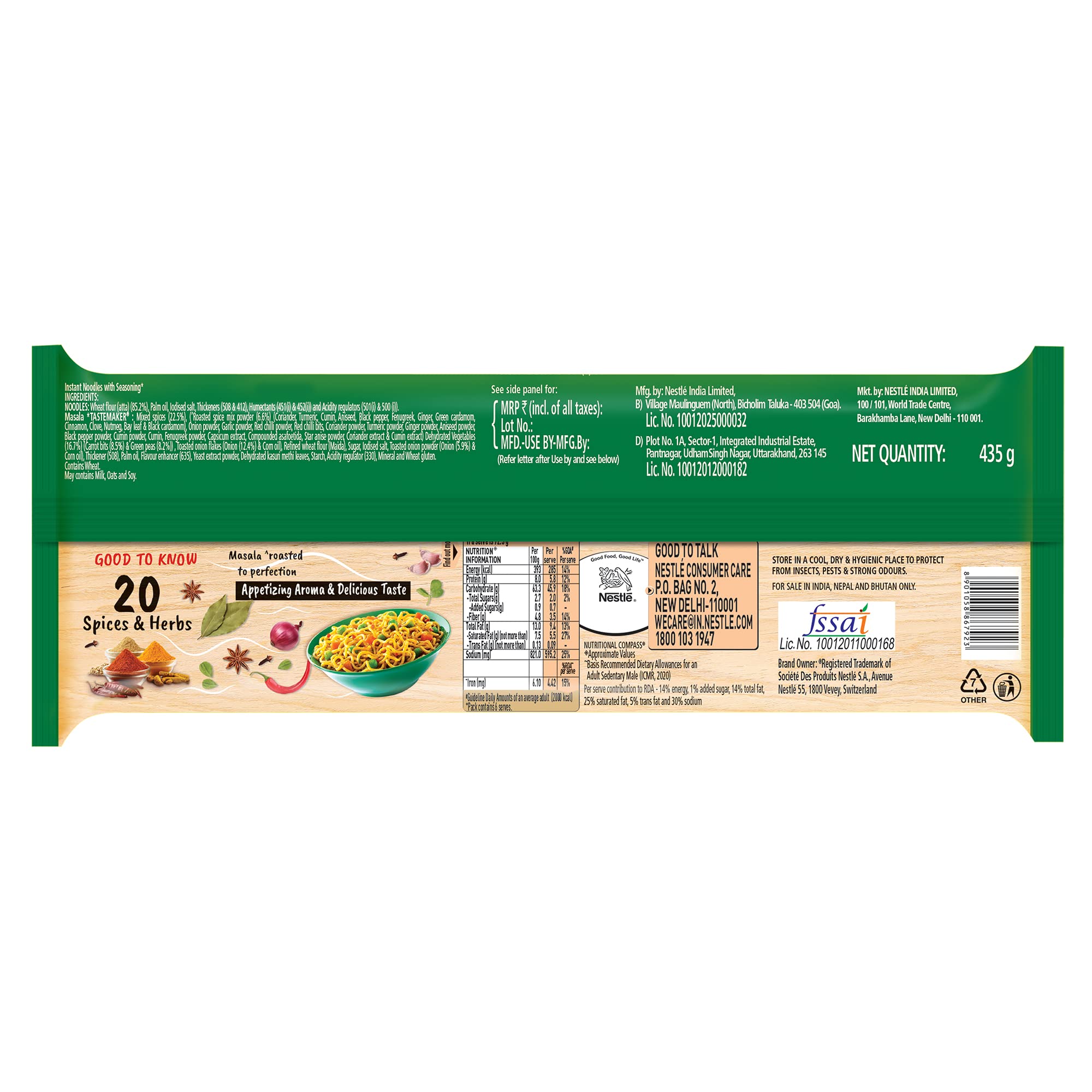 MAGGI Nutri-Licious Veg Atta Masala Noodles, Instant Noodles With 20 Spices & Herbs, Source Of Fibre & Iron, Atta Noodles With Appetizing Aroma & Delicious Taste, 435 Grams – view 3