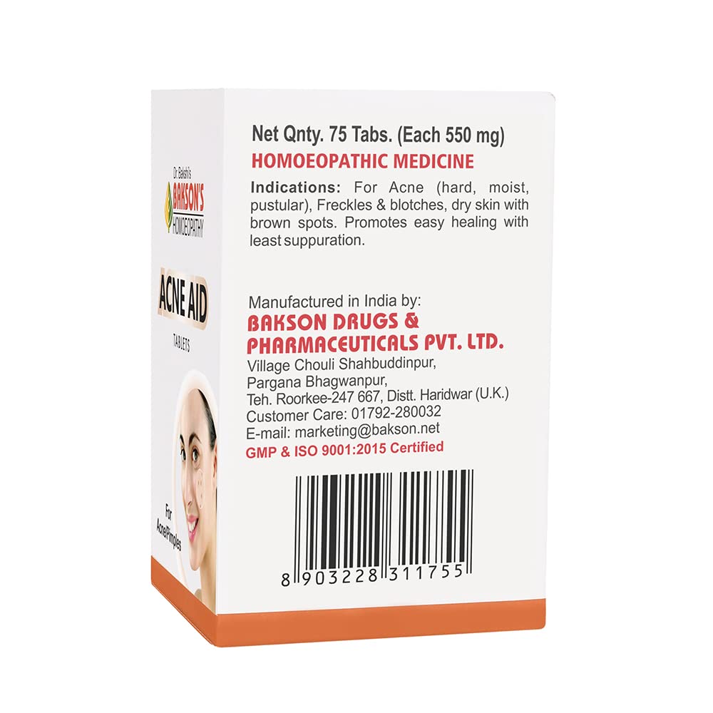 Dr. Bakshi's BAKSON'S HOMOEOPATHY ACNE AID TABLETS -75TABS – view 3