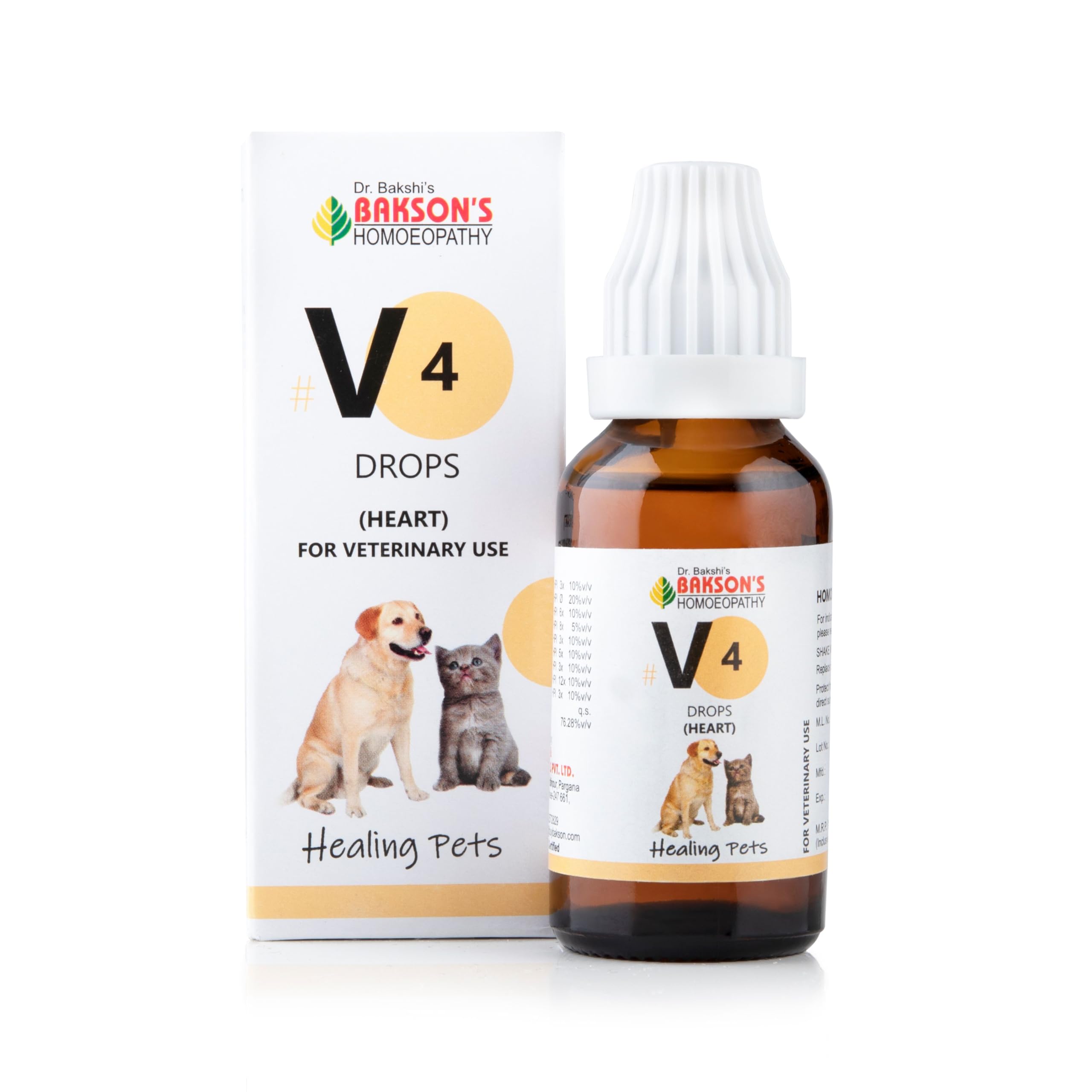 Bakson V4 Heart Drops 30 ml packaging and bottle