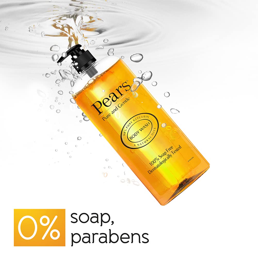 Pears Pure and Gentle Body Wash 750 ml, 98% Pure Glycerin, Liquid Shower Gel crafted with Natural Oils for Glowing Skin, Paraben Free & 100% Soap Free, For Soft, Smooth & Moisturised Skin – view 2