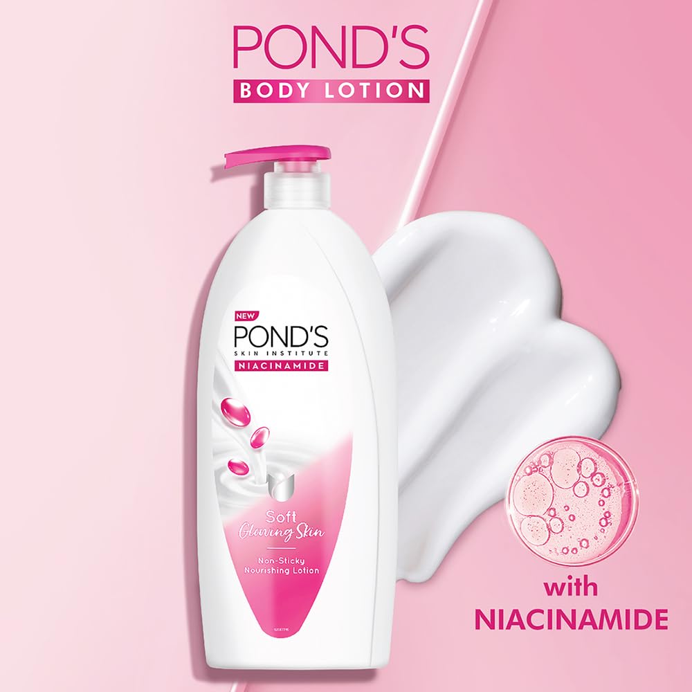 POND'S Moisturizing Body Lotion, 600ml, for silky soft, smooth, radiant skin, with Niacinamide, 3X Moisturization, Lightweight, Non-Sticky, Quick Absorbing – view 4