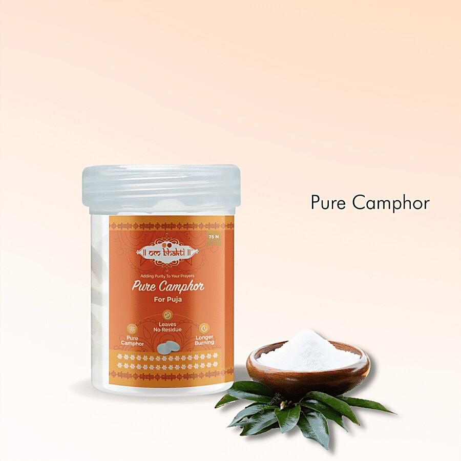Om Bhakti Pure Camphor - Small, For Puja Purpose, Leaves No Residue 75 pcs – view 3