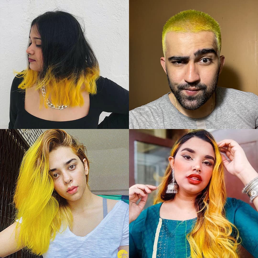Paradyes Semi-permanent Saxony Yellow DIY Conditioner Based Hair Colour 120 gm and Lighten Up! Bleach Pack 30 Vol. for all Hair Types – view 2