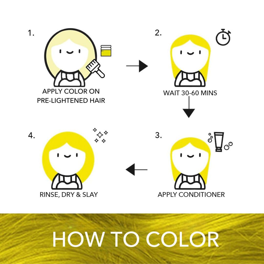 Paradyes Semi-permanent Saxony Yellow DIY Conditioner Based Hair Colour 120 gm and Lighten Up! Bleach Pack 30 Vol. for all Hair Types – view 5