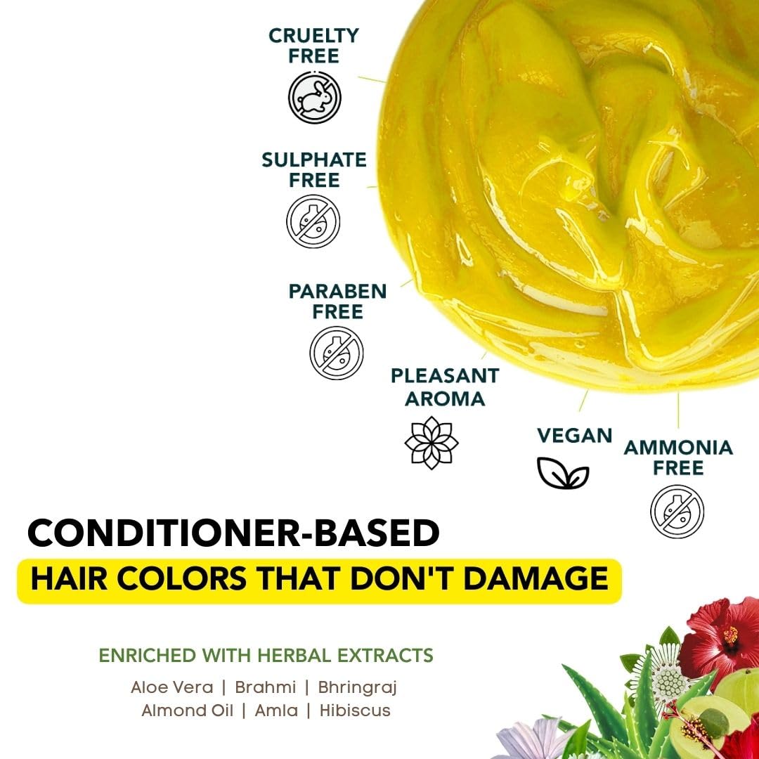 Paradyes Semi-permanent Saxony Yellow DIY Conditioner Based Hair Colour 120 gm and Lighten Up! Bleach Pack 30 Vol. for all Hair Types – view 6