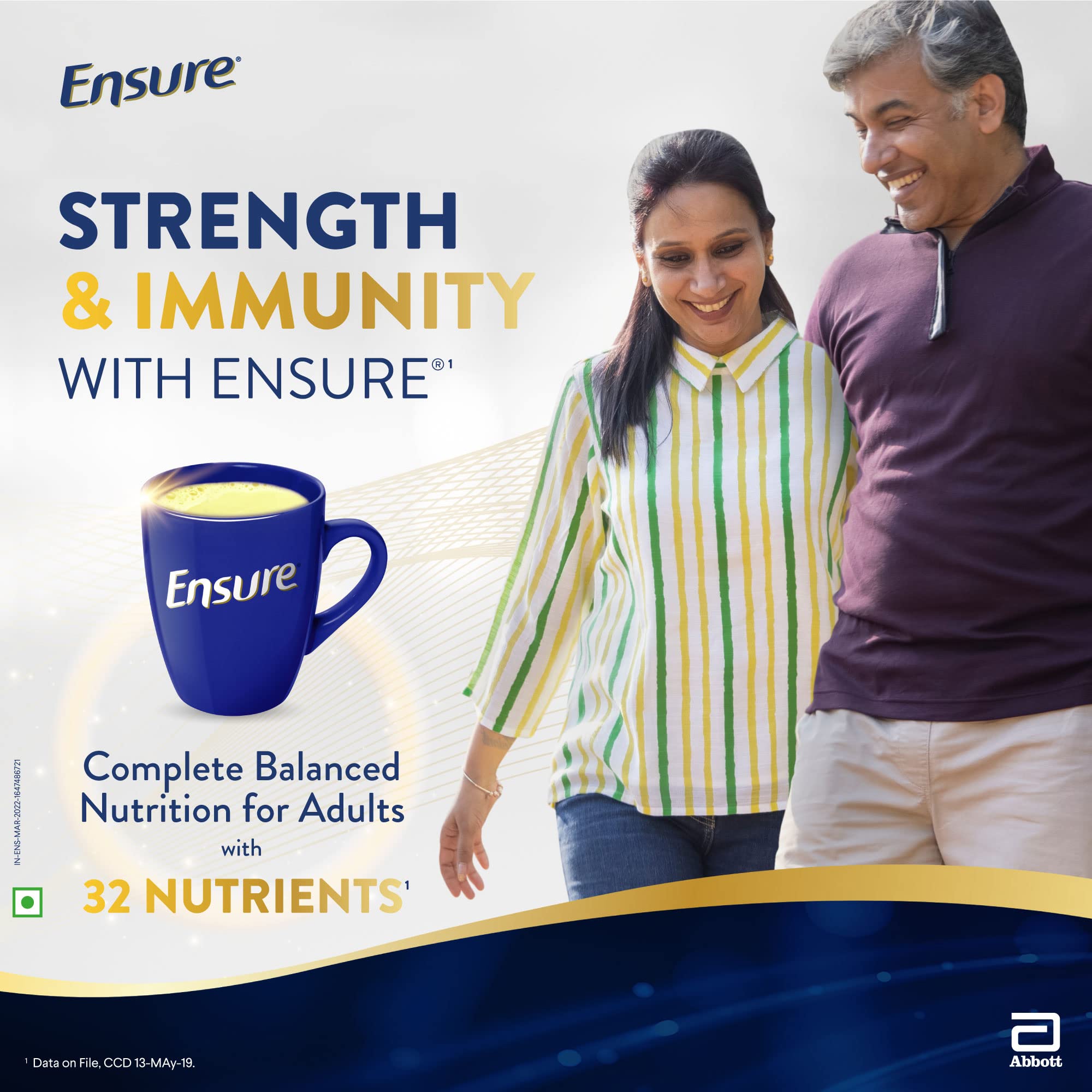 Ensure No 1 Nutritional Supplement Drink in the world 32 nutrients High Protein,Calcium,Vit D, Vanilla 400g/375g, Wt may vary – view 3