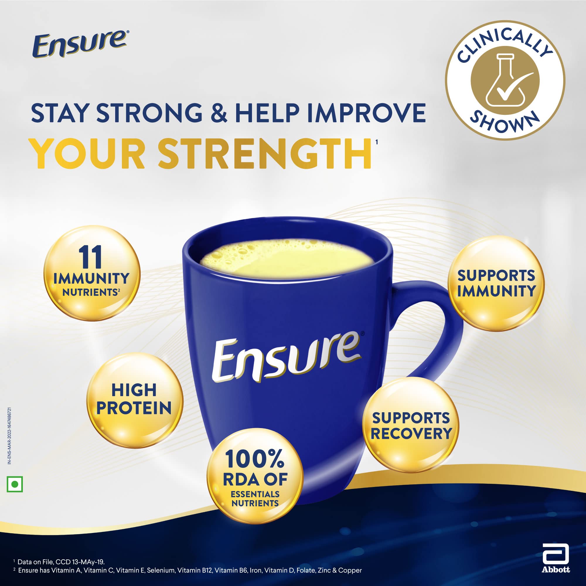 Ensure No 1 Nutritional Supplement Drink in the world 32 nutrients High Protein,Calcium,Vit D, Vanilla 400g/375g, Wt may vary – view 5