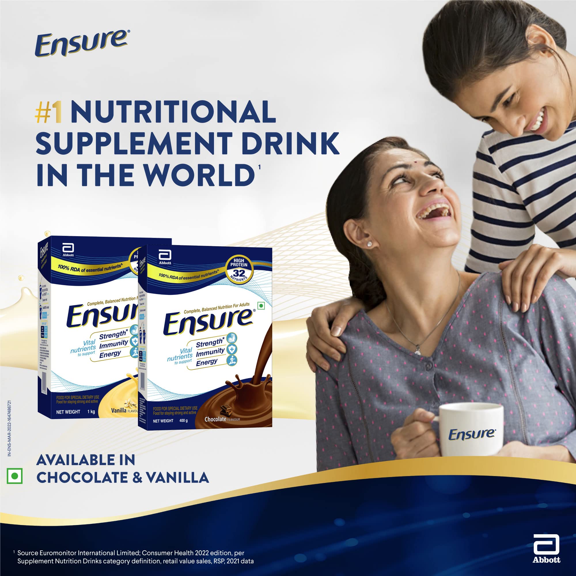 Ensure No 1 Nutritional Supplement Drink in the world 32 nutrients High Protein,Calcium,Vit D, Vanilla 400g/375g, Wt may vary – view 7