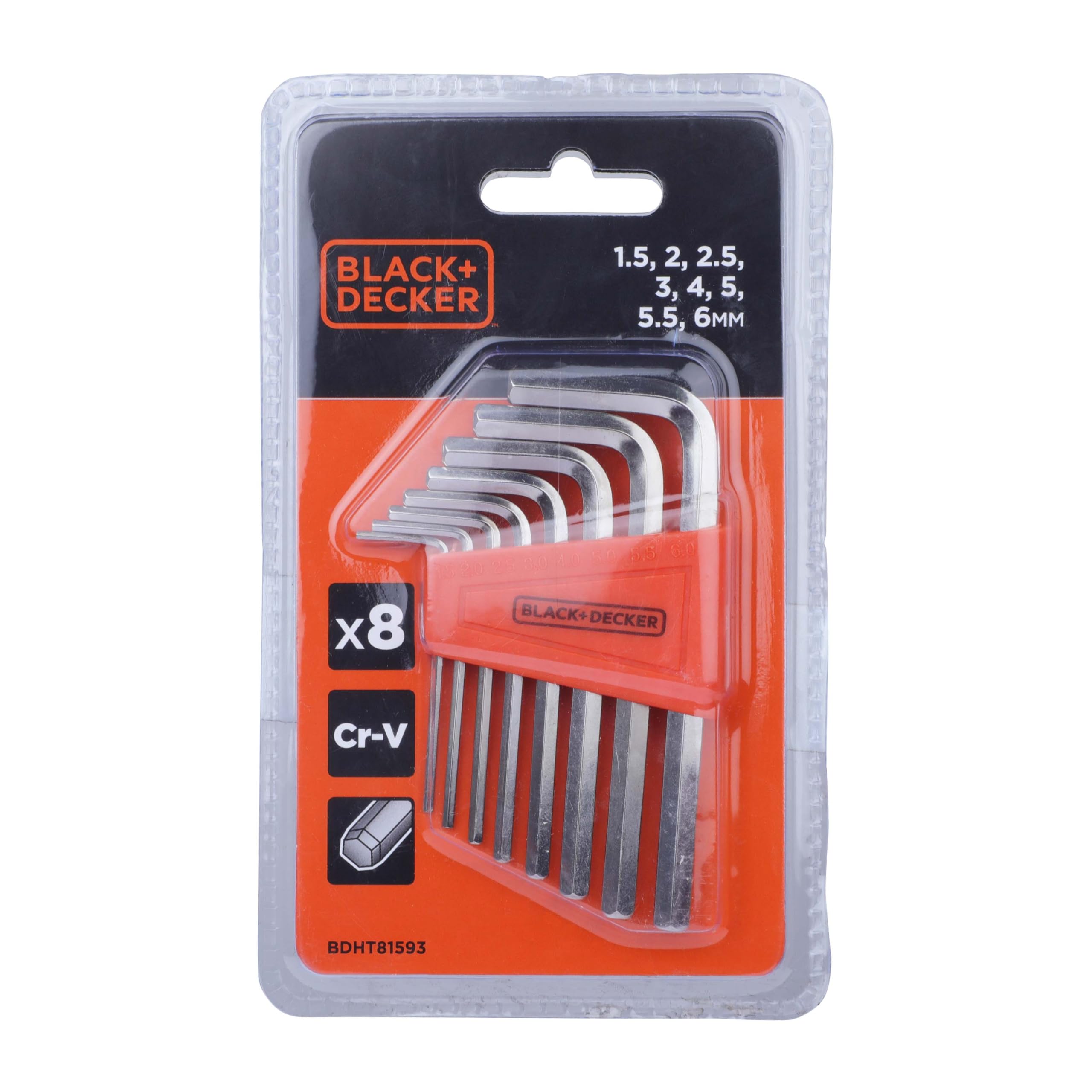 BLACK+DECKER BDHT81593 8-Piece Steel Hexkey Set Ideal for Repair & Maintenance for Home & DIY Use -1.5, 2, 2.5, 3, 4, 5, 5.5, 6 mm, 6 Months Warranty, ORANGE & BLACK – view 3