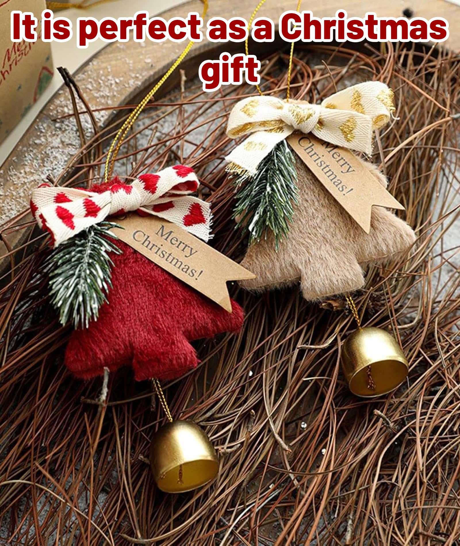 2Pcs Christmas Decorations, Christmas Bells, Red & Khaki Christmas Tree Decoration Items, Holiday Season Accessories, Festive Home Decor – view 4