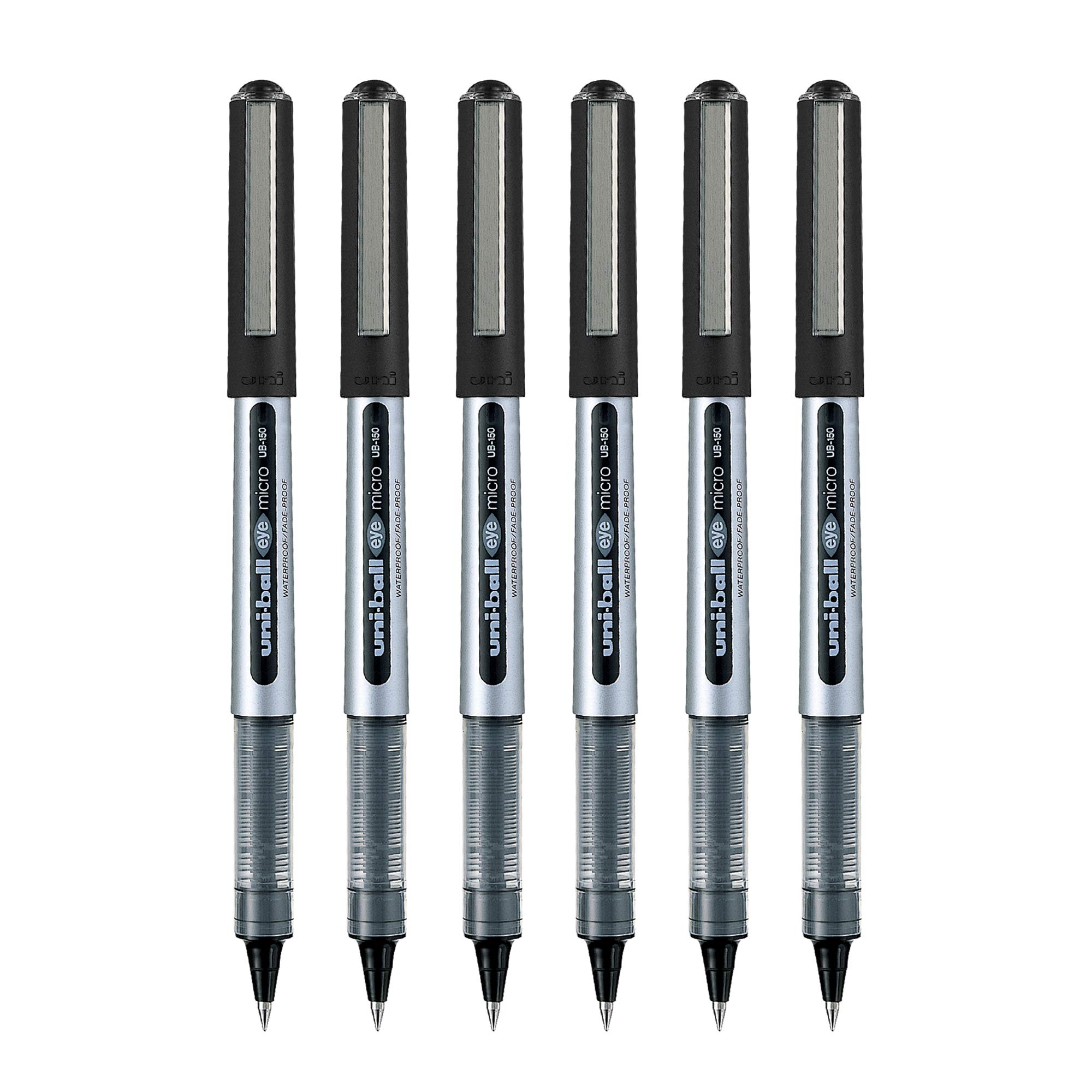 Pack of 6 uni-ball Eye UB150 black ink pens