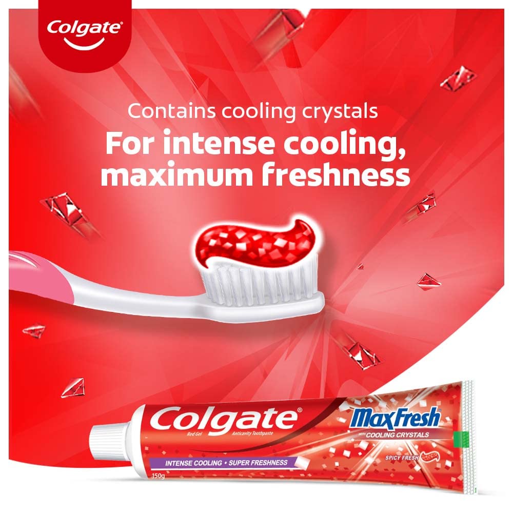 Colgate MaxFresh Toothpaste, Red Gel Paste with Menthol for Super Fresh Breath, 300g, 150g X 2 (Spicy Fresh) – view 2