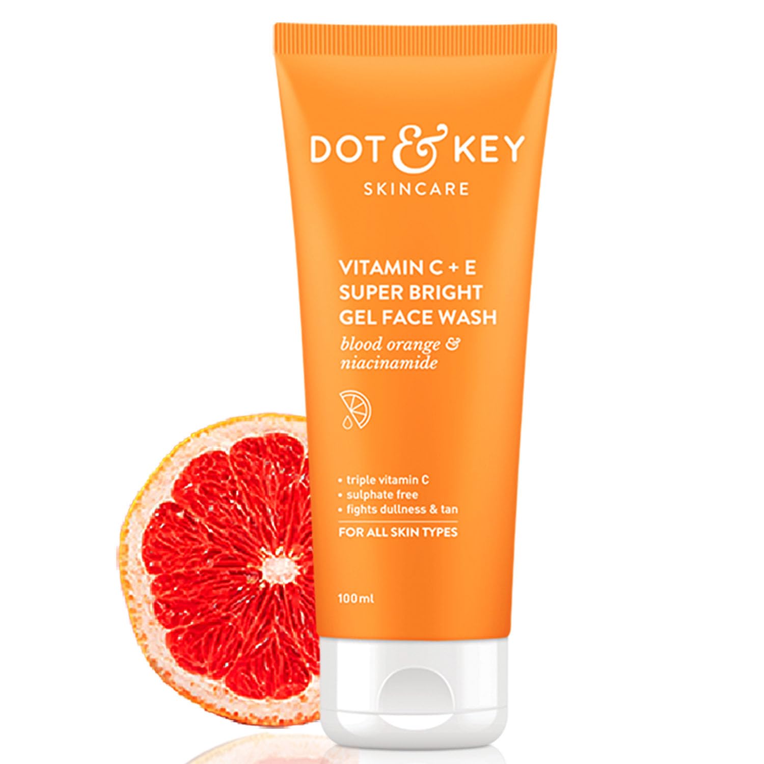 Orange DOT & KEY Vitamin C + E gel face wash tube