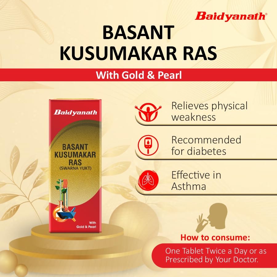 Baidyanath Basant Kusumakar Ras with Gold And Pearl (100 Tablets) – view 3