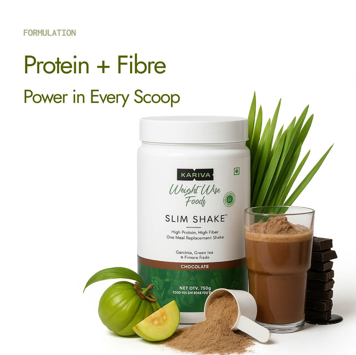 Kapiva Chocolate Slim Shake - Meal Replacement Drink Powered With 7 Ayurvedic Herbs For Healthy Weight Control & Management – view 2
