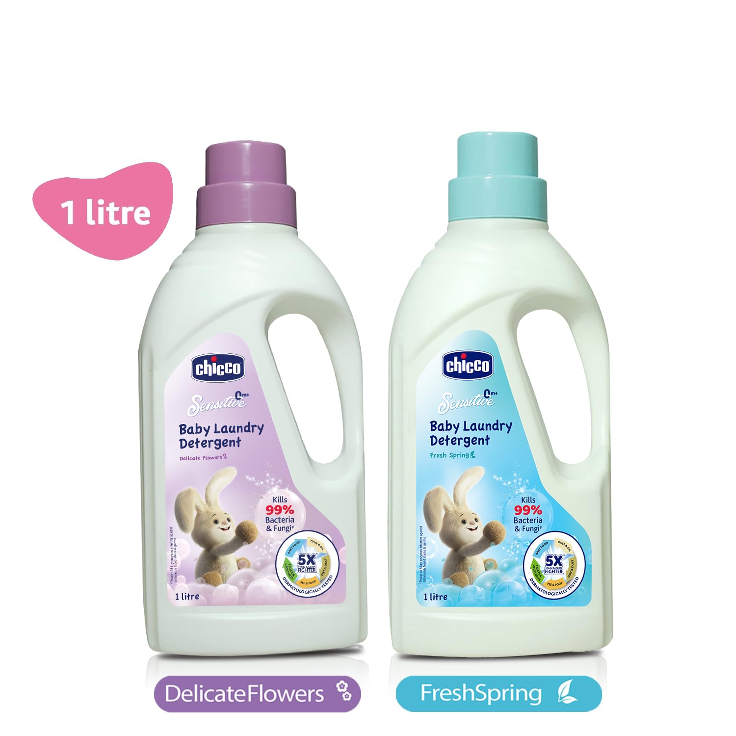 Chicco Baby Liquid Laundry Detergent, 5X Stain & Germ Fighter, Kills 99% Of Germs, Dermatologically Tested For Effective & Gentle Cleaning, Delicate Flowers (1 L) – view 4