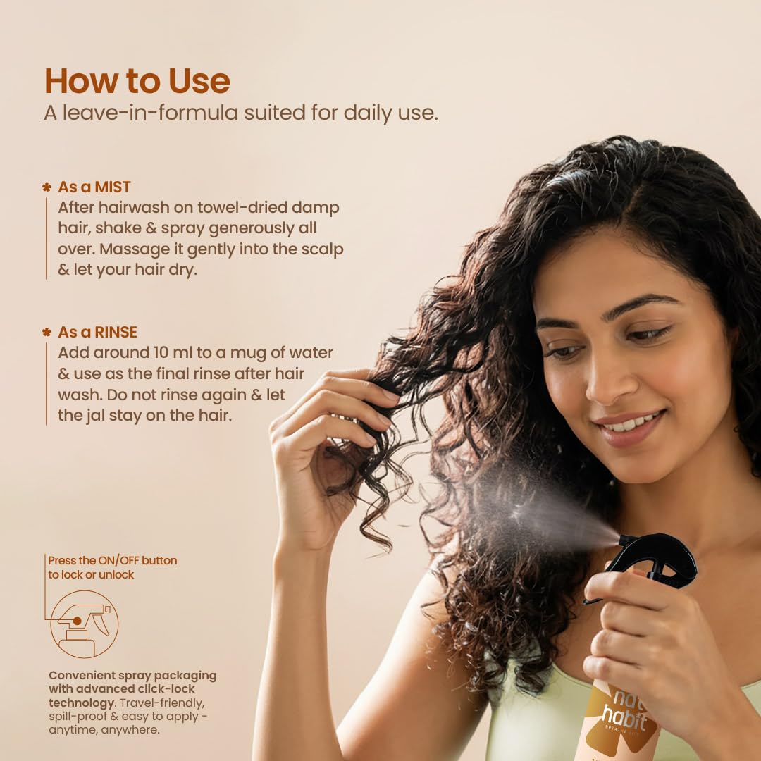 Nat Habit Methi Hair Jal Post-Wash Serum Spray for 80% Frizz Reduction up to 72H, Hair Protection & Smoothening with Roasted Methi, Mulethi & Pro-Vitamin B5 – view 7
