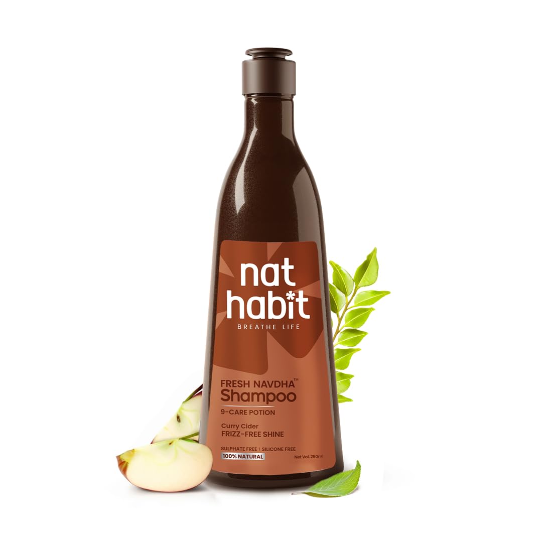 Front view of Nat Habit Curry Cider shampoo bottle